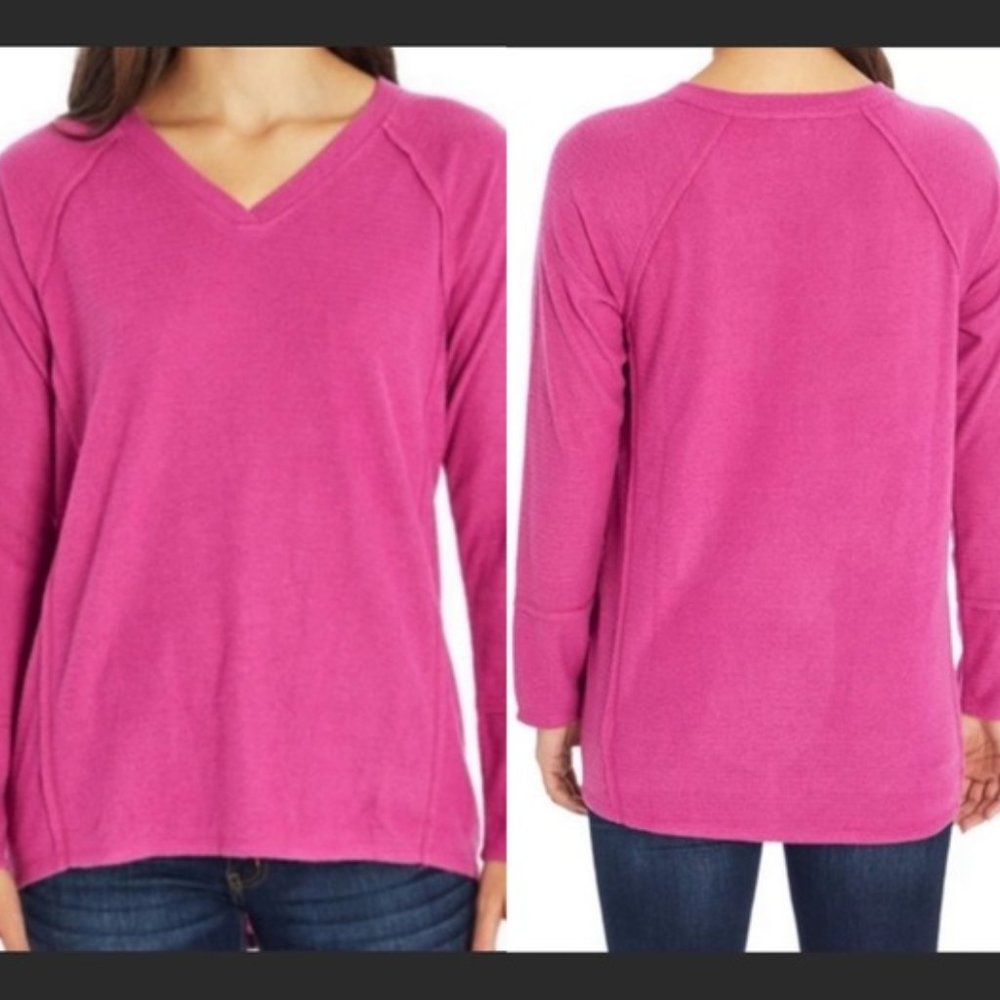 NWT WILD‎ FOX Women's Haley Brushed Waffle Top In Elderberry Size XXL Retail $84